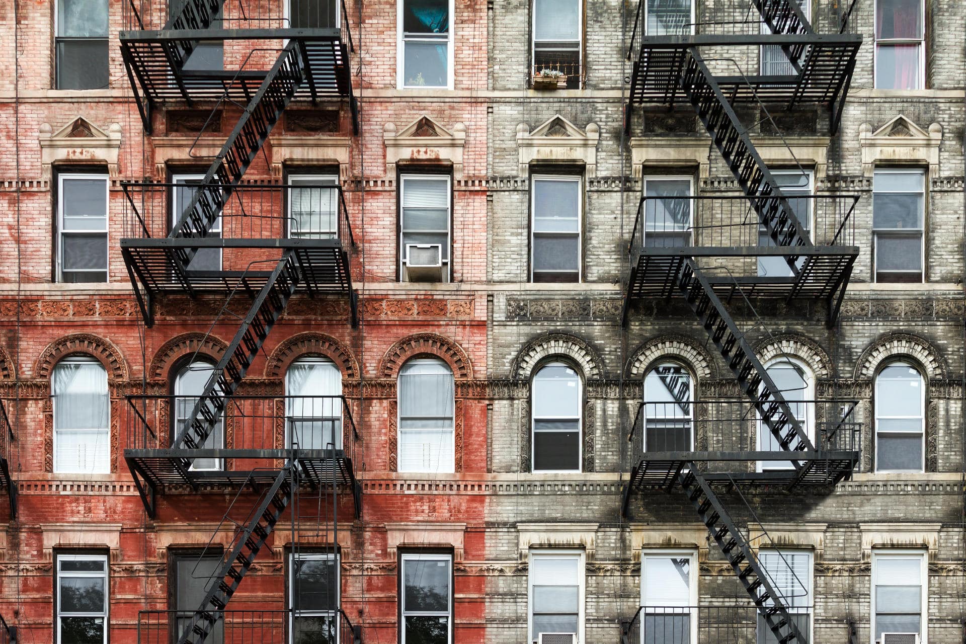 Old Brick Apartment Buildings in New York City